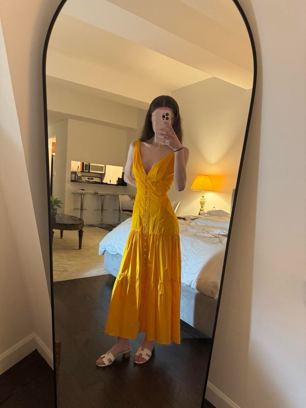 ALC Orange Midi Sleeveless Button-Front Maxi Dress